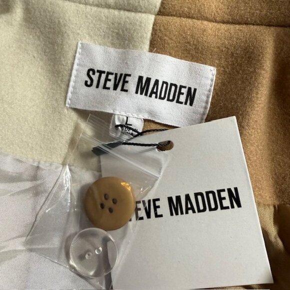 Steve Madden Camel Ivory Colorblock Two Button Maxi Coat - Picture 13 of 13